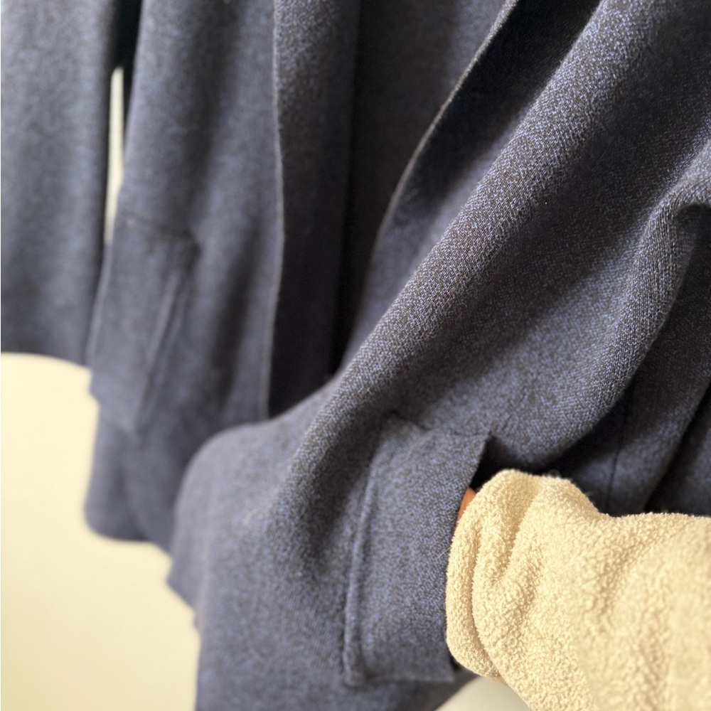 ZARA Knit Navy Blue Open Front Cardigan Blazer | Thick Cozy Layer | Size M - Picture 5 of 10
